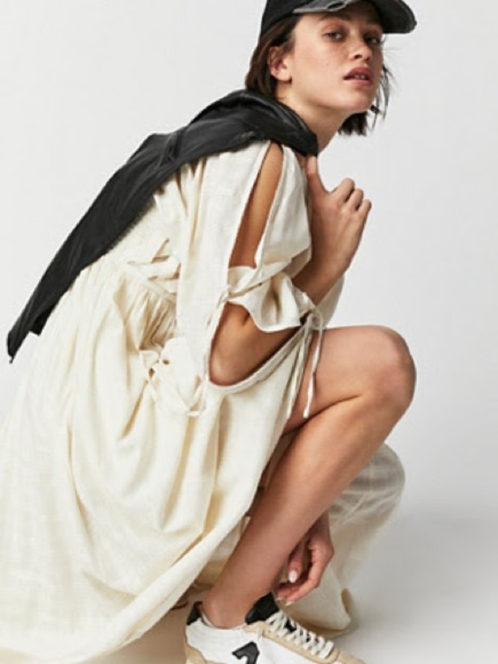 Free People Dreamweaver Maxi Daydreamer Ivory Square-Neck Long Sleeve Maxi Dress - Picture 2 of 2